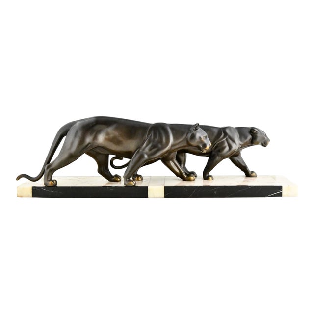 M. Leducq, Panthers, 1930, Metal on Marble Base For Sale - Image 9 of 9