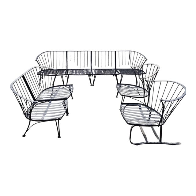 Mid 20th Century Woodard Pinecrest Patio Sectional, Loveseat, 2 Chairs For Sale