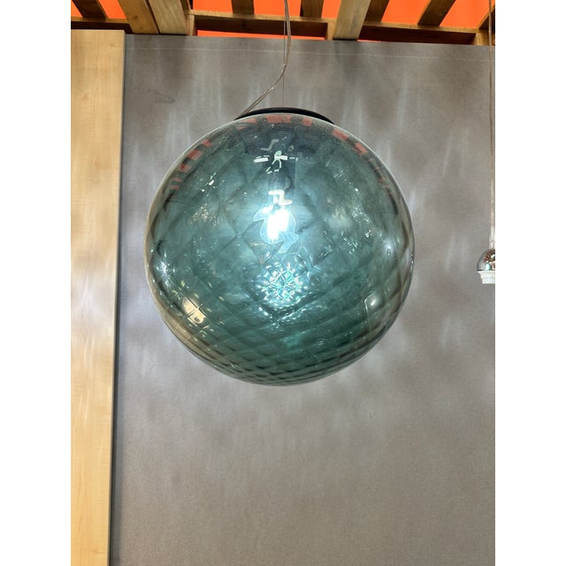 Italian Murano Style Glass Balloton Green Pendant Sphere For Sale - Image 10 of 10