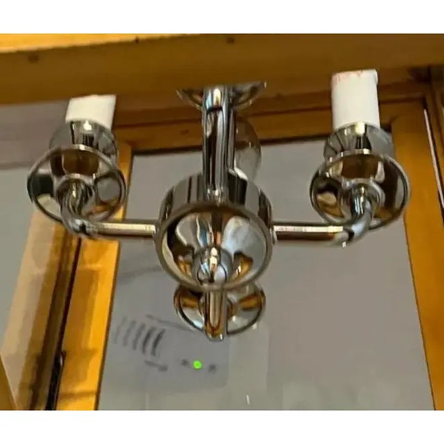 Charles Edwards Mews Ceiling Lantern, Mahogany and Nickel, UK. This handmade Charles Edwards piece has a 4-light...