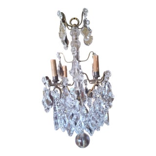 19thc Grand French Antique Louis XV Versailles Bronze/ Crystal 8 Light Chandelier Attributed to Baccarat For Sale