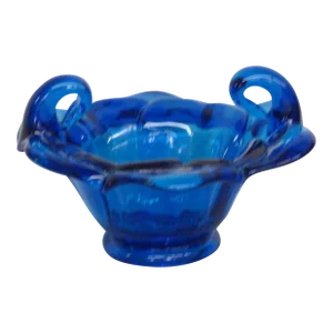 Italian Blown Glass Cobalt Blue Flower Candy Dish Bowl