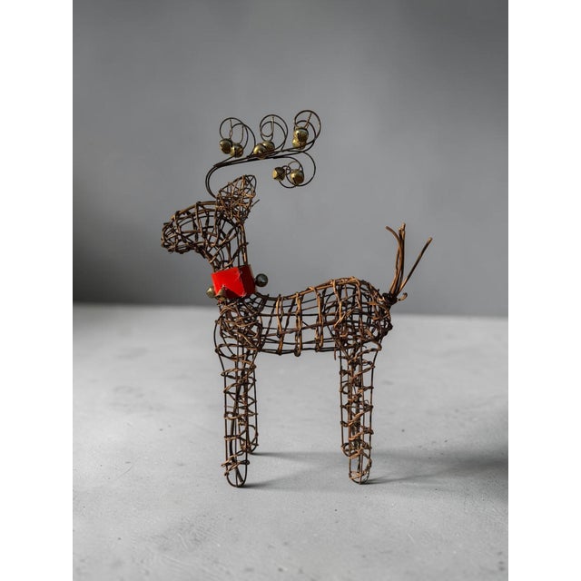 Rustic Vintage Woven Organic Grapevine and Wire Holiday Reindeer Sculpture For Sale - Image 3 of 9