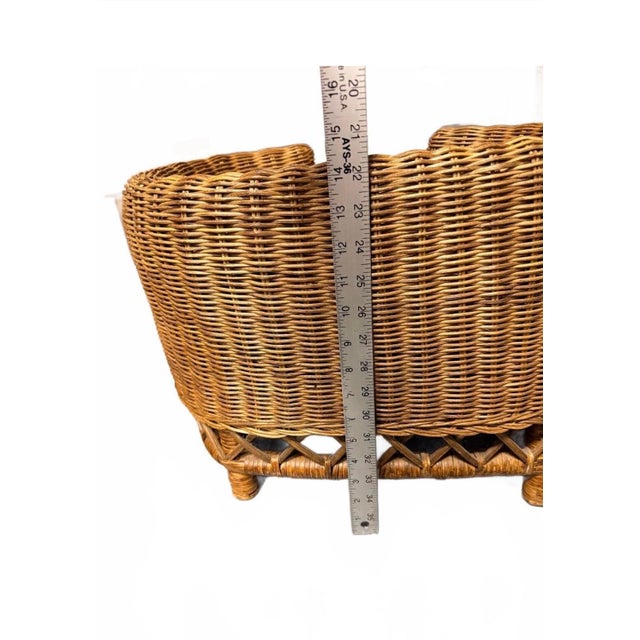 Wood Vintage Wicker Rattan Pet Bed For Sale - Image 7 of 11