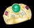 Oval Emerald , Pink Tourmaline Diamond Ring 18 Karat Yellow Gold, Size 6.5 For Sale - Image 17 of 18