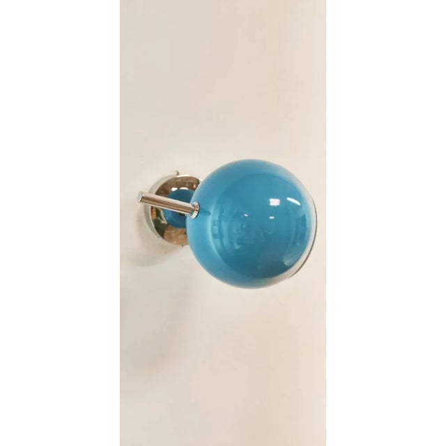 Space Age Adjustable Chrome and Light Blue Wall Light For Sale - Image 5 of 12