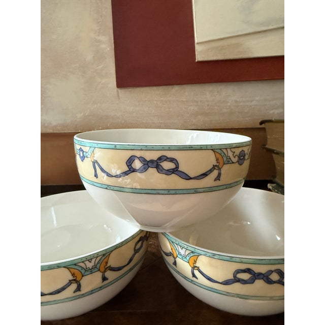 Villeroy & Boch Vintage Villeroy Boch Castellina 5.75 Inch Bowls Citta Campagna Floral Ribbon - Set of 4 For Sale - Image 4 of 9