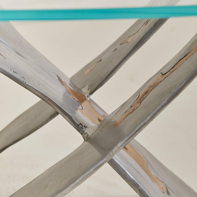 Transparent Spanish Brass Coffee Table with Oval Glass Top Attributed to David Marshall For Sale - Image 8 of 11