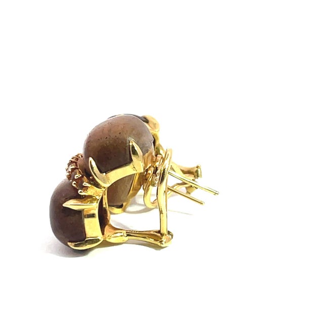 Modern 1980s Pair of Rare Seaman Schepps 18k Yellow Gold, Wood Block & Citrine Ear Clips For Sale - Image 3 of 10