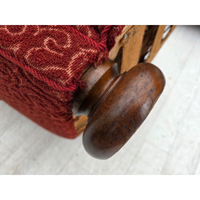 Danish Armchair in Red Wool with Oak Legs, 1950s For Sale - Image 12 of 18