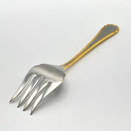 Silver Yamazaki Tasha Gold Accent Stainless Flatware Hostess Set – Four Serving Pieces 1990’s For Sale - Image 8 of 16