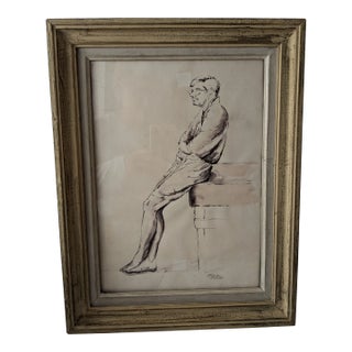 Vintage Artist Sketch of a Man For Sale