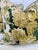 Custom pair of 22" pillows covered in Clarence House "Dahlia" in green hand blocked linen and backed and welted in a...