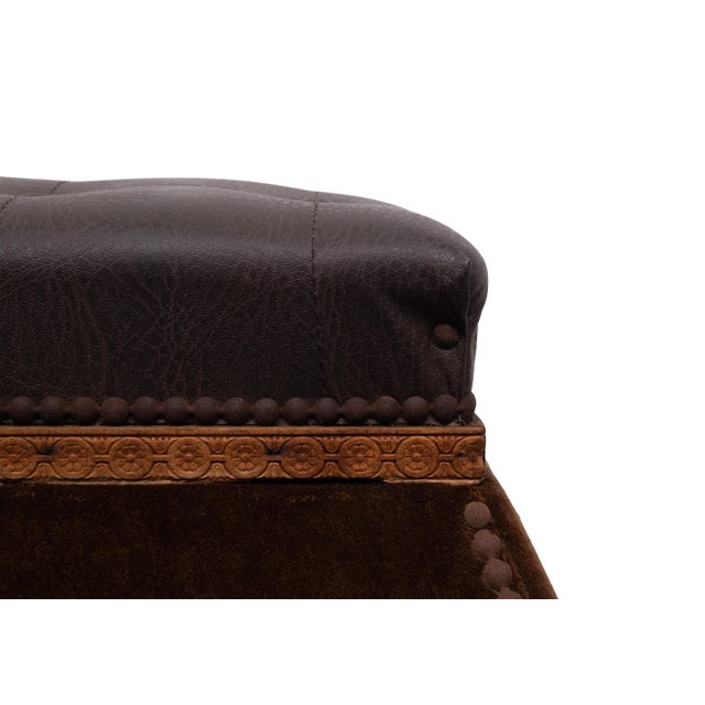 Textile Curved Velvet Ottoman with Storage, France, 1960s For Sale - Image 7 of 8