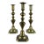 Late 19th Century Antique English Victorian Brass Candlesticks, Set of Three For Sale