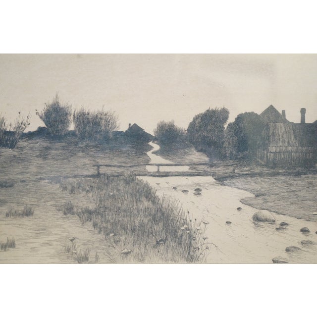 Antique Henry Mortikar Rosenberg Babbling Brook Panoramic Landscape Etching 25" For Sale - Image 9 of 15