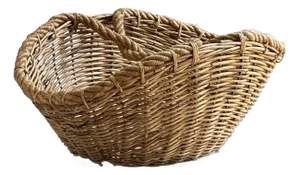 Large Mid-20th Century Rustic European Rope Handled Basket