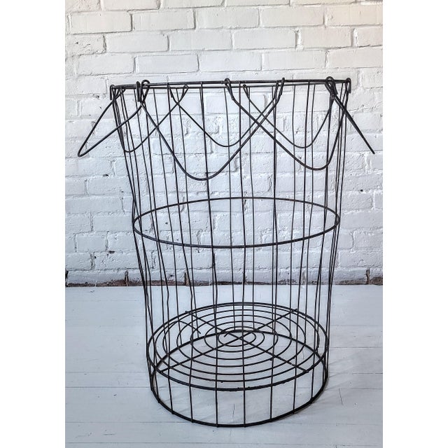 Industrial Large Vintage 1920s Industrial Wire Trash Basket For Sale - Image 3 of 8