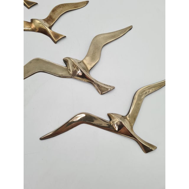 Gold Modernist Brass Wall Seagulls, 1960s, Set of 5 For Sale - Image 8 of 10