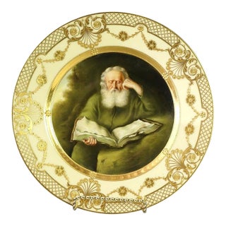 Antique Royal Vienna Fraurueth Porcelain Portrait Plate With Gilt Border C1890 For Sale