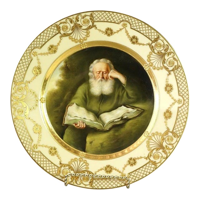 Antique Royal Vienna Fraurueth Porcelain Portrait Plate With Gilt Border C1890 For Sale