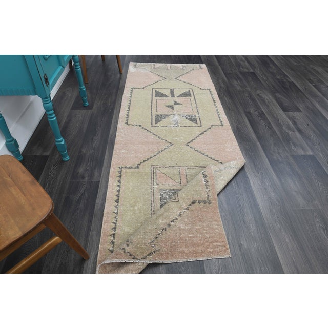 1970s 1970s Vintage Handmade Wool Cotton Orange Runner Rug For Sale - Image 5 of 11