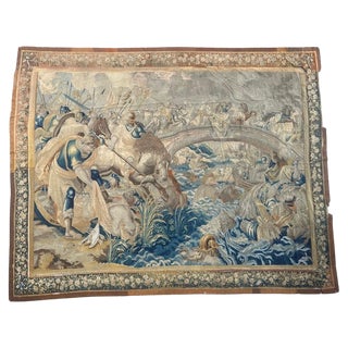 Large Antique Aubusson Tapestry with Historical Battle Scene, 17th Century For Sale