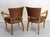 Wood Art Deco French Bridge Chairs in Brown Faux-Leather, 1930s, Set of 2 For Sale - Image 7 of 16