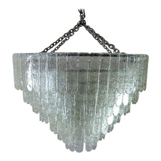 1970s Mid-Century Modern Giant Hand Blown Glass Chandelier by Feders For Sale