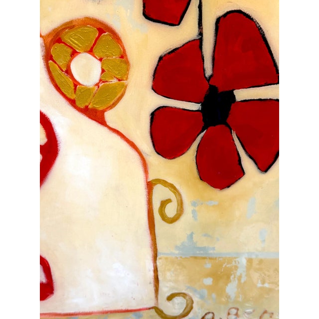 Monumental Original Avi Ben Simhon Floral Still Life, Oil & Enamel on Canvas For Sale - Image 9 of 18