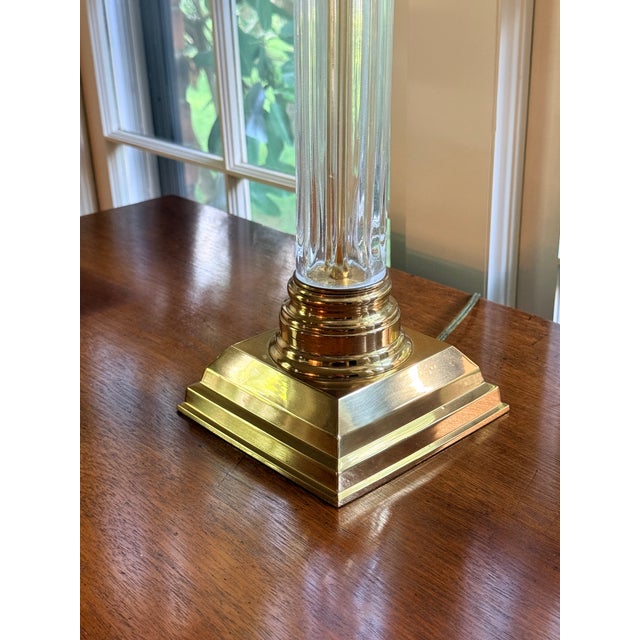 Metal Pair of Remington Crystal Column Lamps For Sale - Image 7 of 12
