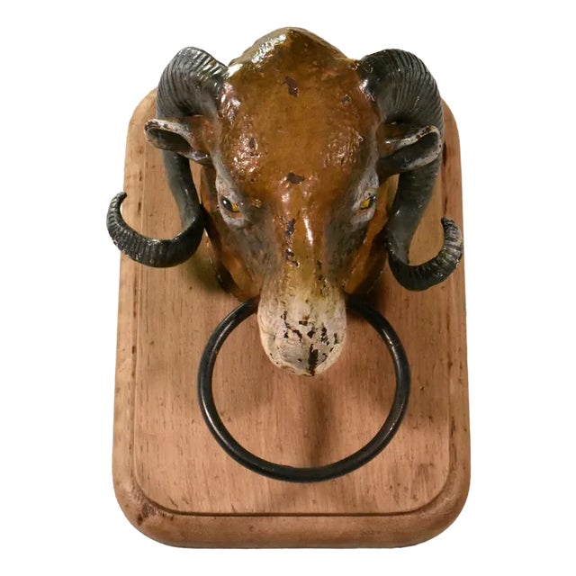 Antique French Rams Head from Butchers Shop, 19th Century For Sale