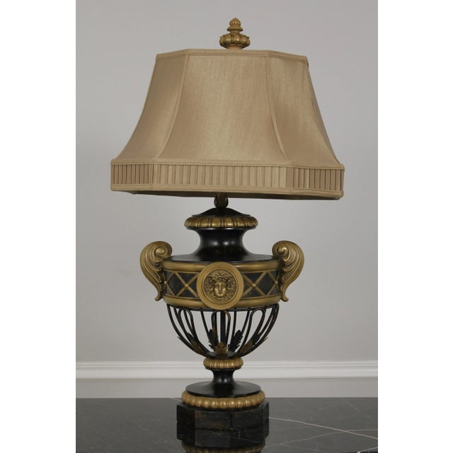 Large Black & Gold Regency Table Lamp For Sale - Image 10 of 10