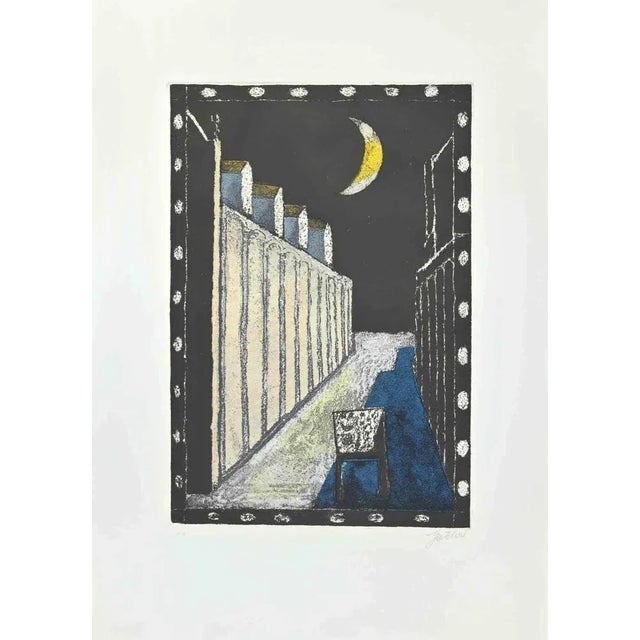 Modern Franco Gentilini, The Moon, Etching and Aquatint, 1970s For Sale - Image 3 of 3
