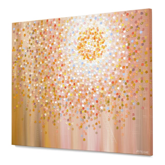 Textile Sun - Abstract Warm Tone Textured Impasto Illuminous Oil Painting on Canvas Original Artwork by Ekaterina Ermilkina For Sale - Image 7 of 9