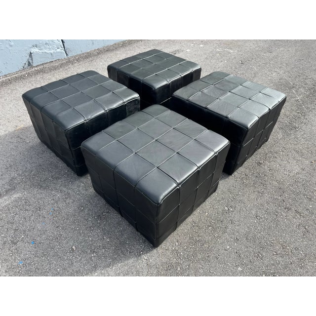 Black Leather Ottoman, Made in Denmark, Leather Patchwork, De Sede Style, Table For Sale - Image 17 of 18