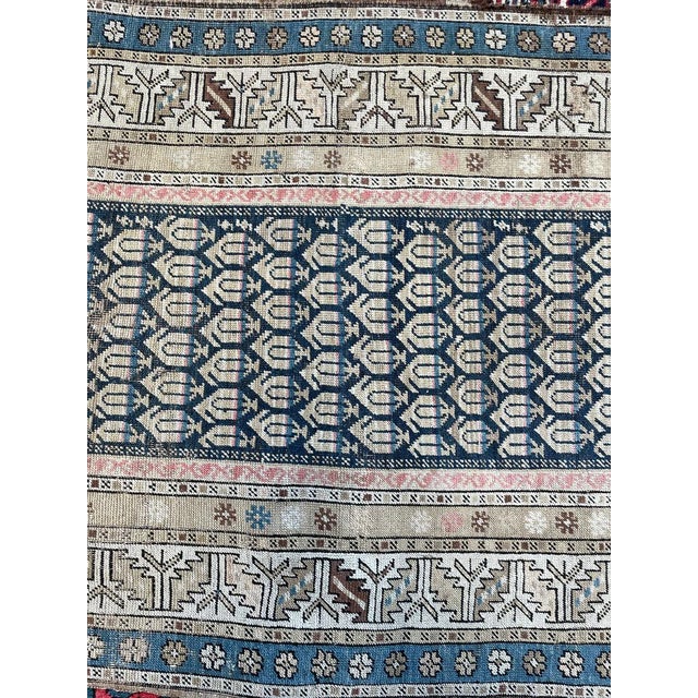 ON HOLD FOR MAGNOLIA NETWORK*** GORGEOUS Antique Caucasian Runner Icy Blue, Soft Beige, Camel, Honey with Blush 3.4 x 8.4 For Sale In Milwaukee - Image 6 of 18
