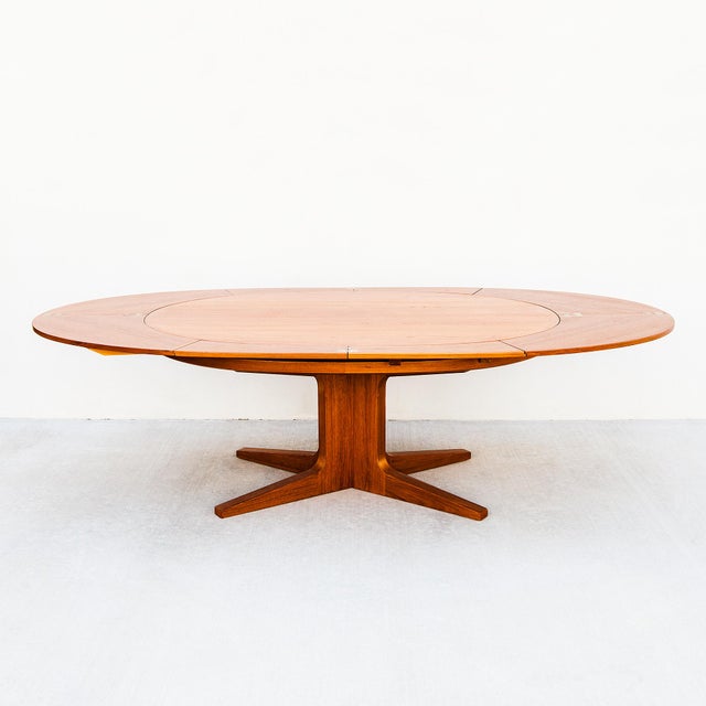 1960s Iconic Dyrlund Lotus Flip-Flap Oval Dining Table in Teak, Danish Mid Century Modern For Sale - Image 17 of 18