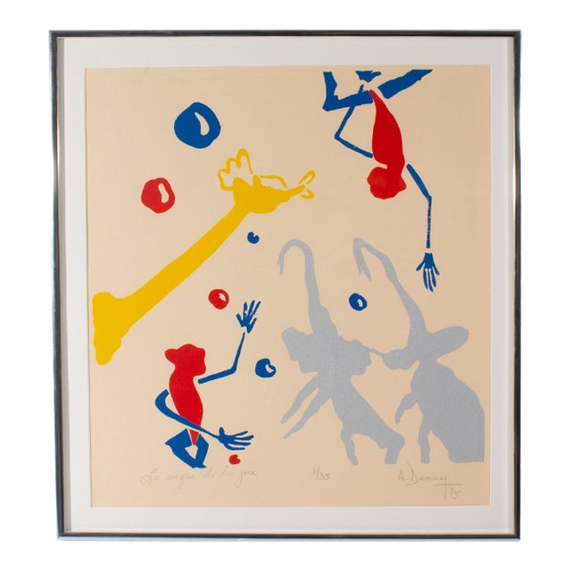1975 “The Joy of the Circus” Abstract Serigraph Print by A. Denny For Sale