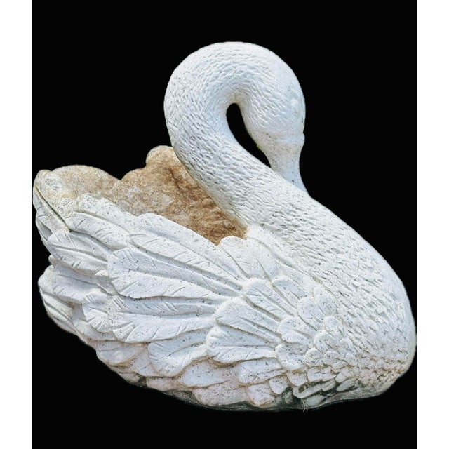 Vintage Reconstituted Large Stone Swan Planter For Sale - Image 9 of 11