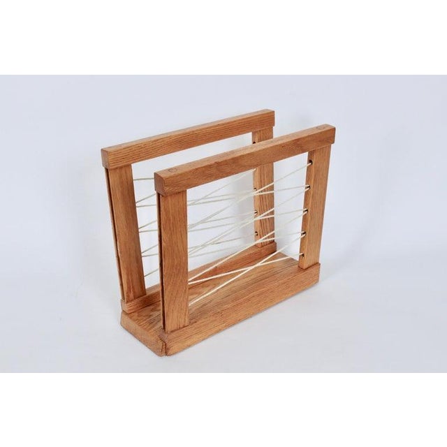 Hand Crafted Solid Oak and Cord Magazine Rack, Circa 1950 For Sale - Image 11 of 12