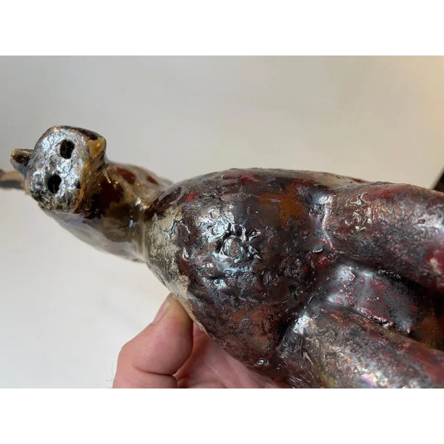 Danish Naive Fantasy Unicorn in Raku Burnt Stoneware, 2000s For Sale - Image 4 of 12