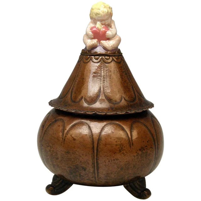 Copper Box Copper Ceramics Figurine by Josef Hoffmann for Klieber Wiener Werkstaette, 1920s For Sale - Image 8 of 8