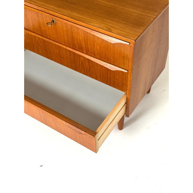Gold Low Teak Chest of Drawers, 1960s For Sale - Image 8 of 9
