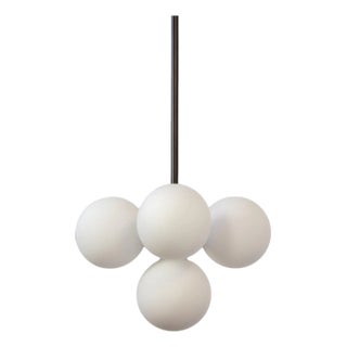 Bunch Pendant, Black, 68in H, Modern, 5 Inch Glass Globes, by Research.Lighting, Modern, Minimal Hanging Light For Sale