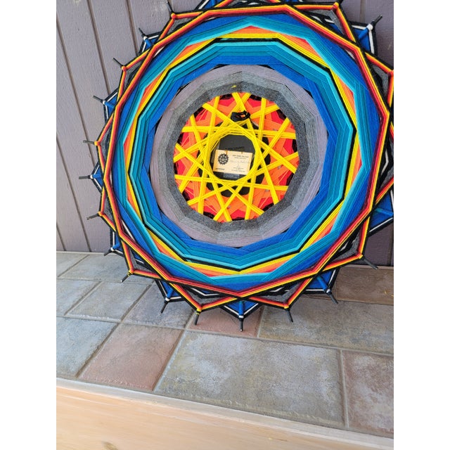 Wood Vintage Ojo De Dios Hopi Hopk Dawa (Sun God) Signature Affixed For Sale - Image 7 of 10