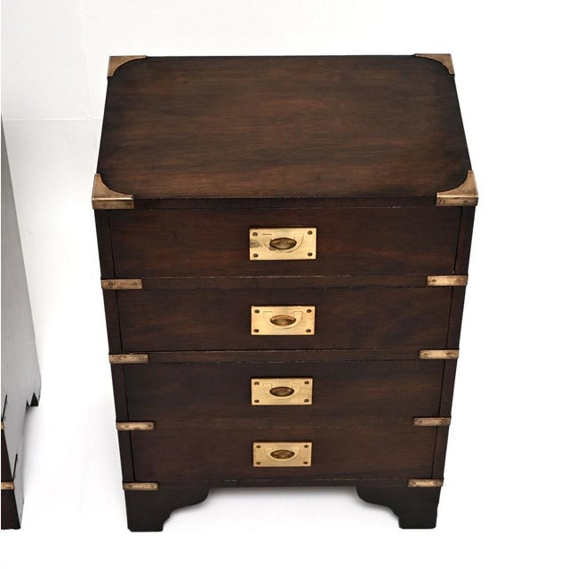 Wood Military Campaign Bedside Chests, 1930, Set of 2 For Sale - Image 7 of 11