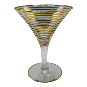 6 MCM Hollywood Regency Gold Striped Cordial Glasses - Set of 6