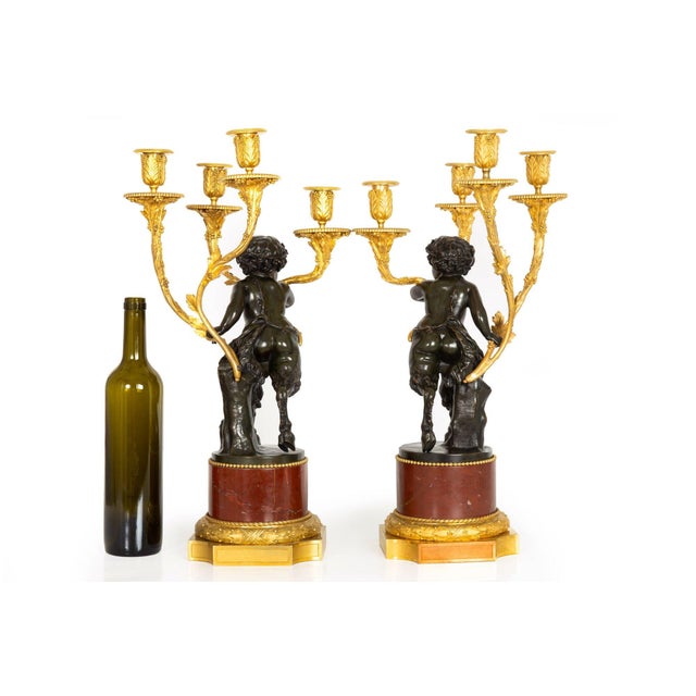 Fine Pair of Henry Dasson Four-Light Candelabra After Clodion Circa 1895 For Sale - Image 4 of 12