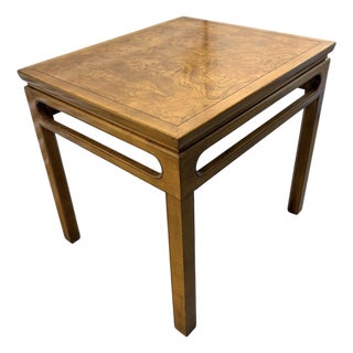 1970s Baker Furniture Mid-Century Chinoiserie Burlwood Side Table For Sale
